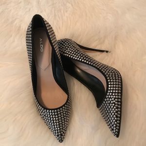 Aldo Studded Black Stiletto High Heels.